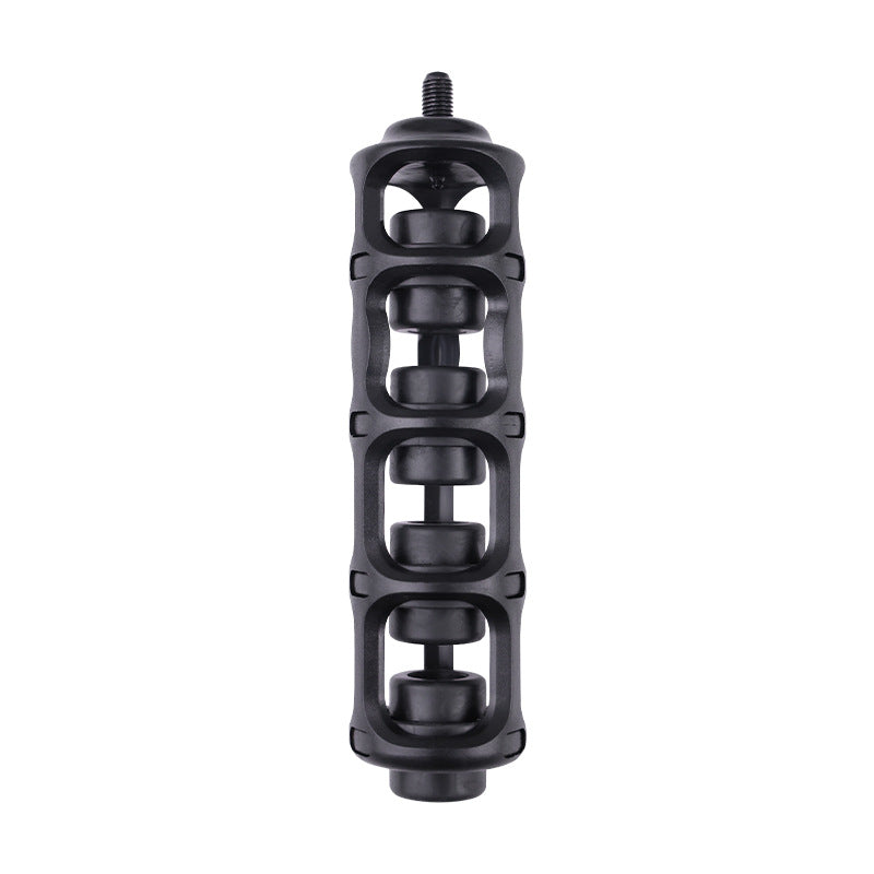 Black nylon vibration dampener for compound bow featuring lightweight hollow design and shock absorption structure