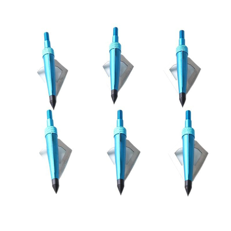 Jade Arrow blue stainless steel broadhead arrowheads with sharp tips and threaded design for hunting and archery arrows