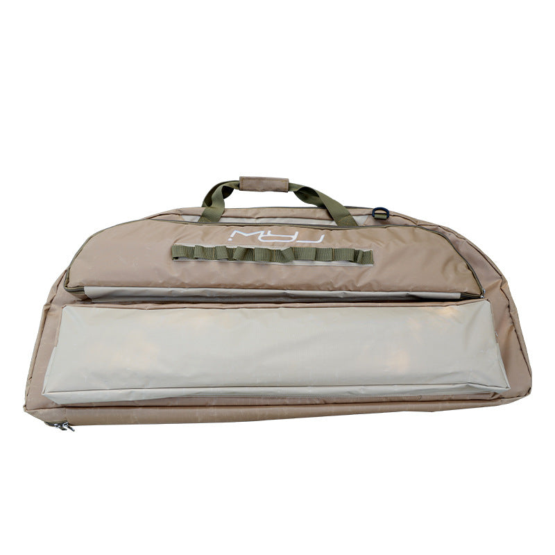M18 dual layer compound bow case in khaki color with durable canvas fabric and large storage compartment for archery gear