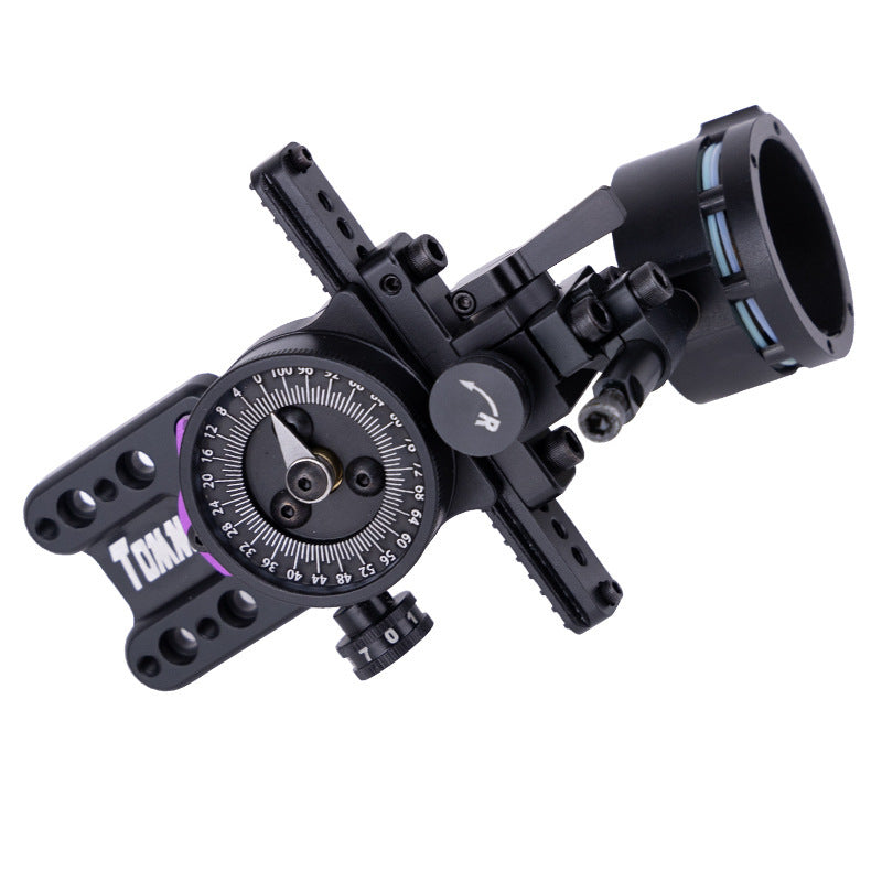 Micro adjustable single pin bow sight for compound bows with precision aiming system