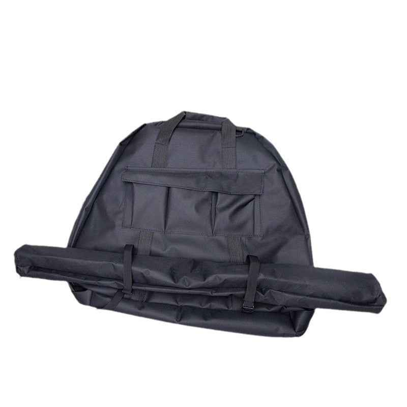Portable archery compound bow case with padded bow sleeve and accessory pocket, designed for safe storage and easy carrying of archery gear.